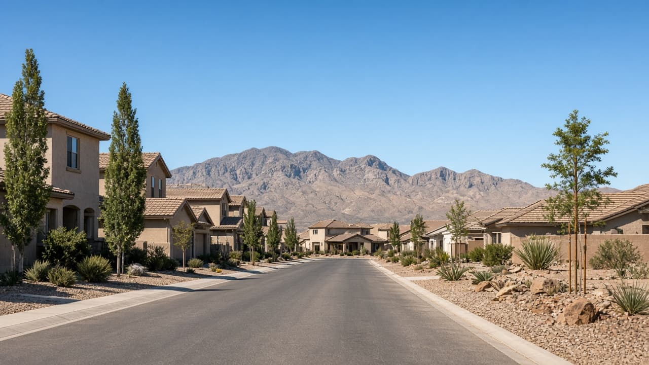 Aliante residential street for a live MLS home search in ZIP 89084