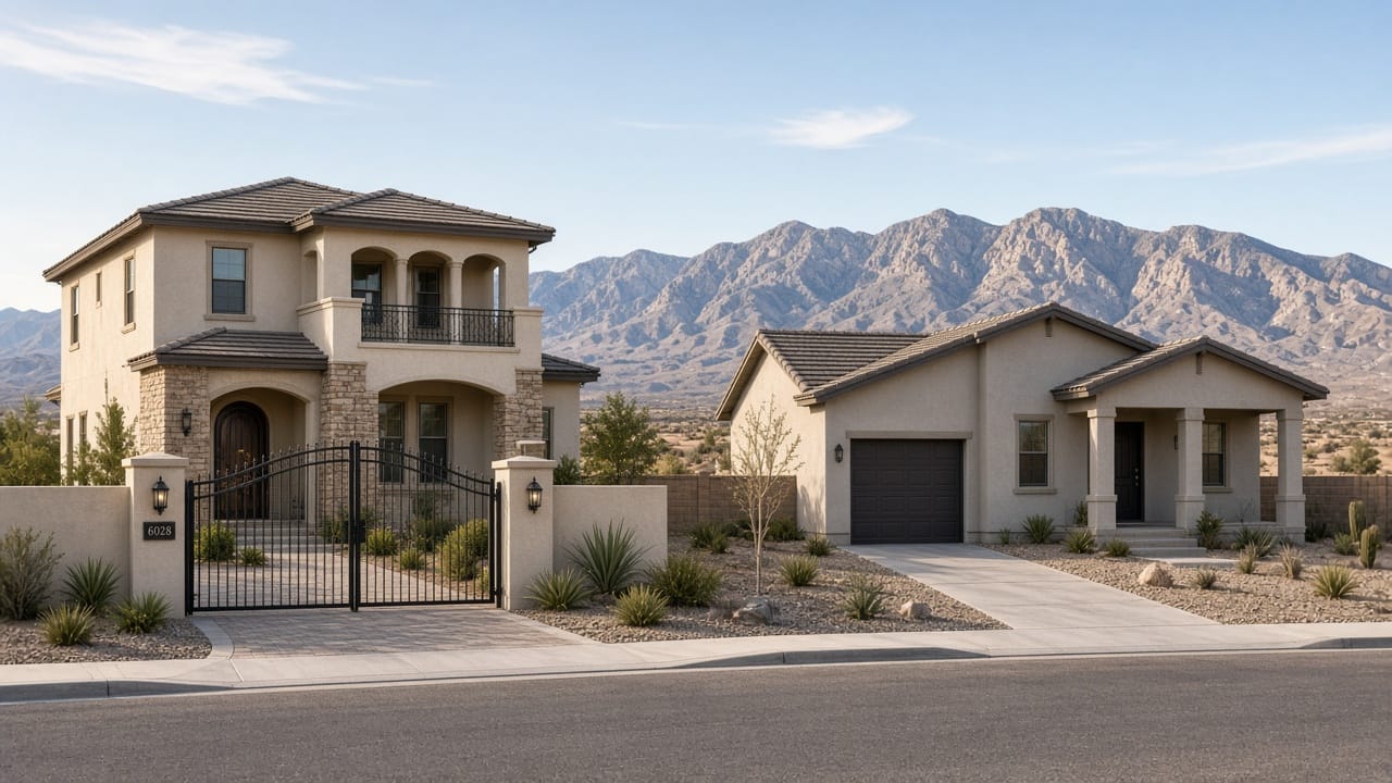 Different Aliante home types on a North Las Vegas 89084 street