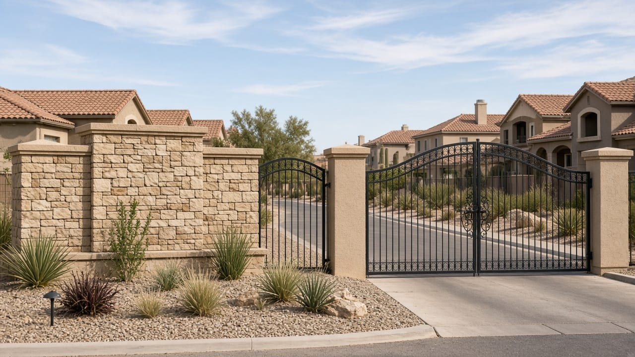 Controlled-access gate at an Aliante village in North Las Vegas 89084