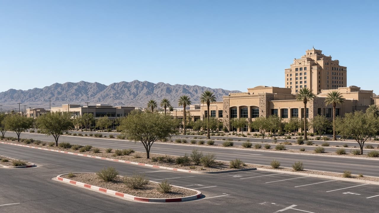 Hotel and retail buildings along Aliante Parkway in North Las Vegas 89084