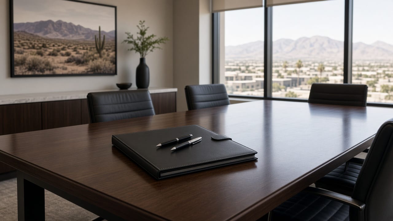 Office table used to write an offer on an Aliante home in North Las Vegas